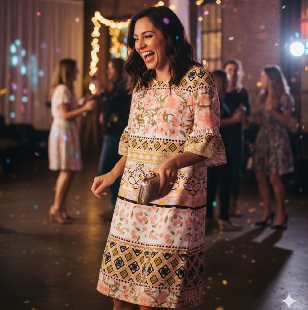 Absolutely Adorable Pink Foral Midi Dress